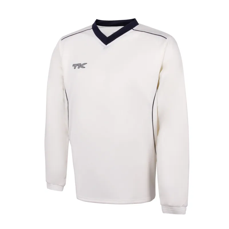 TK Long Sleeve Cricket Sweater - Navy Trim