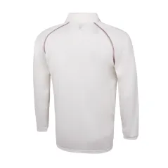 TK Long Sleeve Cricket Shirt - Maroon Trim - Side View