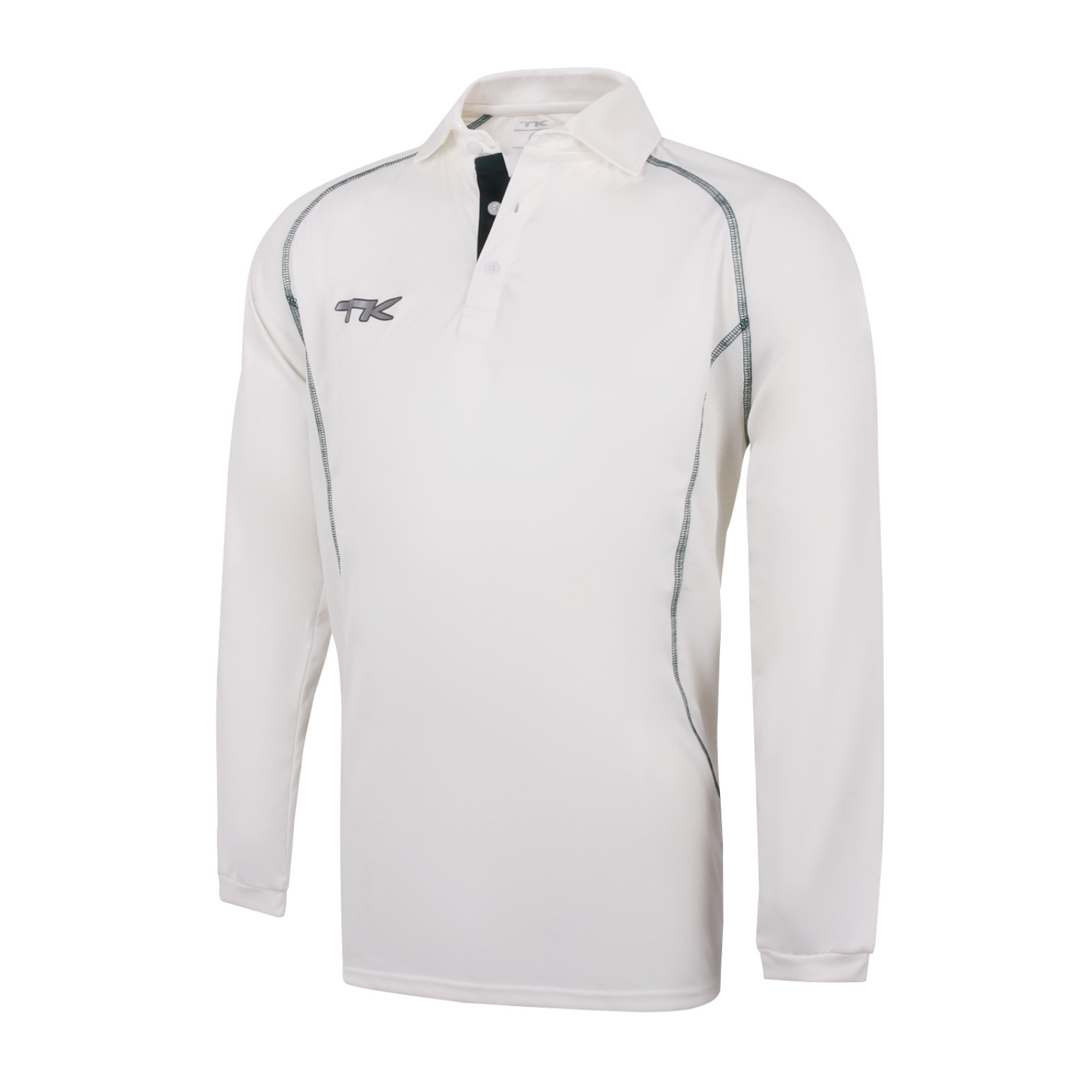 TK Long Sleeve Cricket Shirt - Green Trim - Image 1 of 2