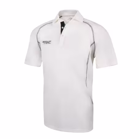 TK Short Sleeve Cricket Shirt - Green Trim