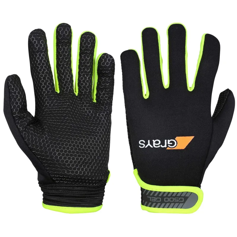 Grays G500 Gel Hockey Gloves - Black/Neon Yellow (2020/21)