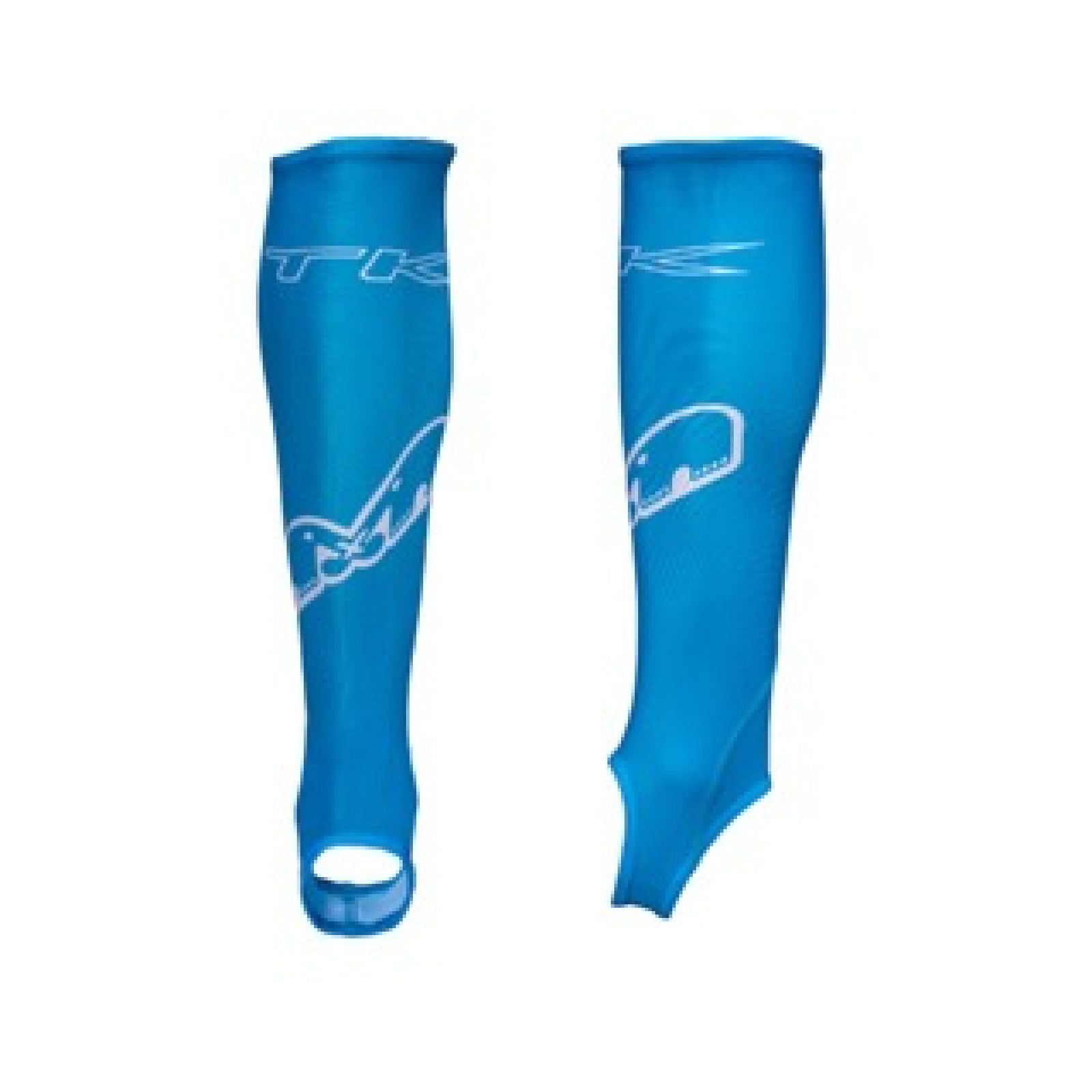 TK Shinliners With Stirrup - Sky (2022/23) - Pair of TK Shinliners With Stirrup in sky blue, front and side views showing white TK logo and foot stirrups.