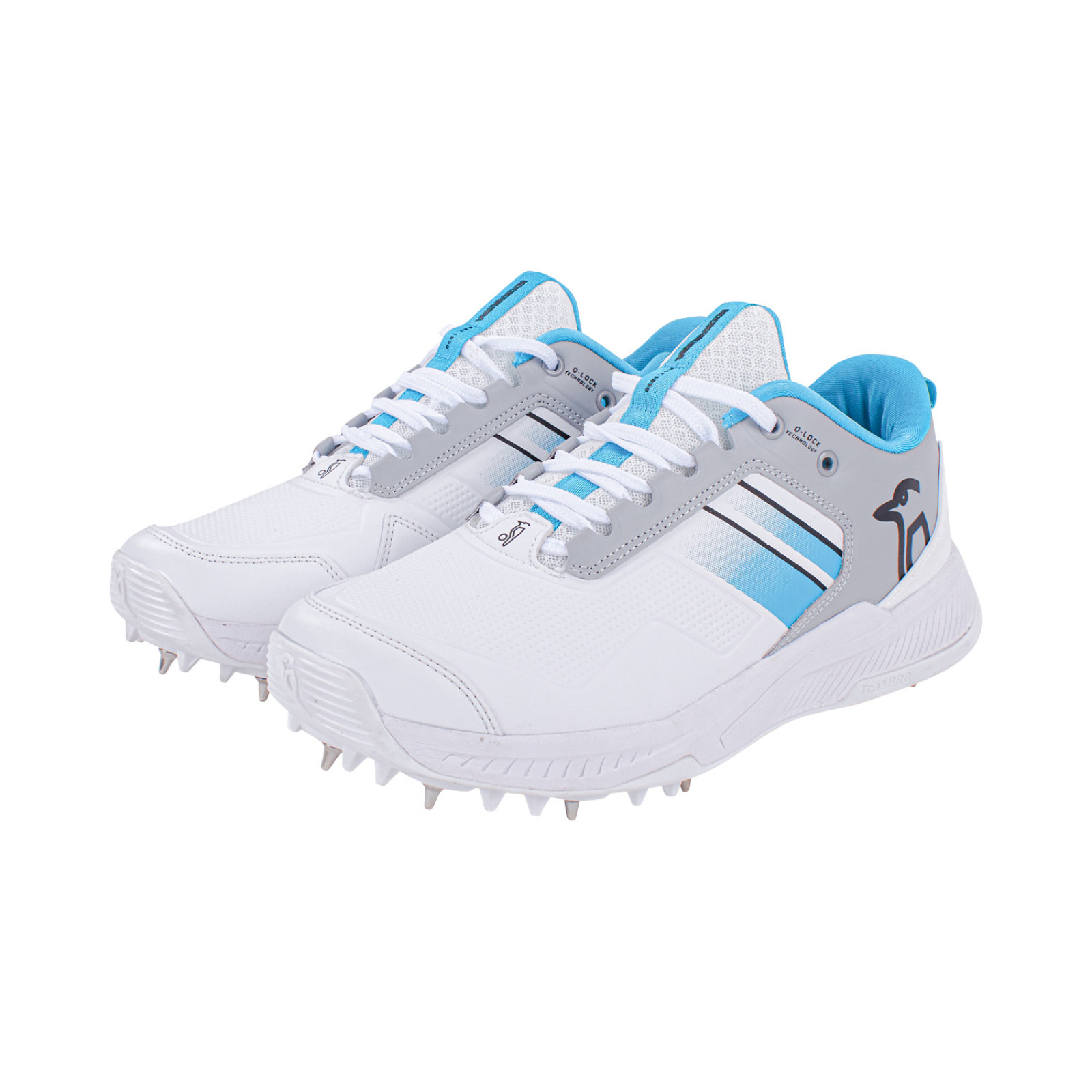 Kookaburra KC 1.0 Spike Cricket Shoes - White/Mint/Grey (2023) - View 2 of 13