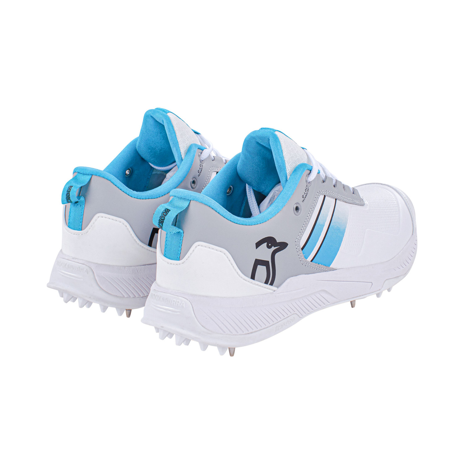 Kookaburra KC 1.0 Spike Cricket Shoes - White/Mint/Grey (2023) - View 3 of 13
