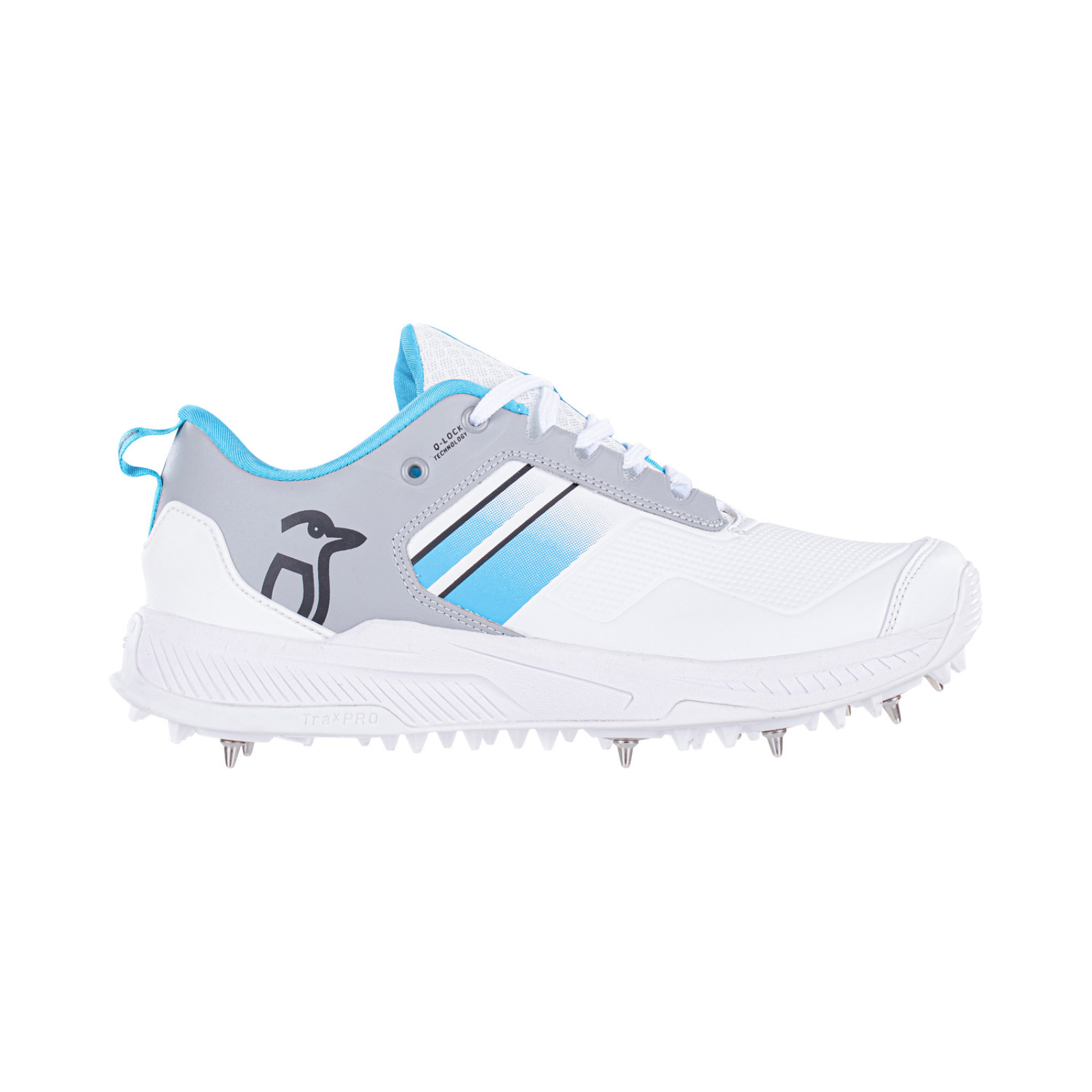 Kookaburra KC 1.0 Spike Cricket Shoes - White/Mint/Grey (2023) - View 7 of 13