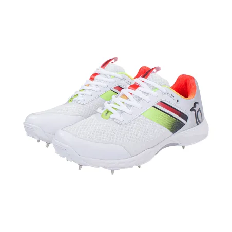 Kookaburra KC 2.0 Spike Cricket Shoes - White/Red/Yellow (2023)