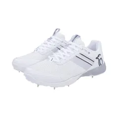 Kookaburra KC 2.0 Spike Cricket Shoes - White/Grey (2023)