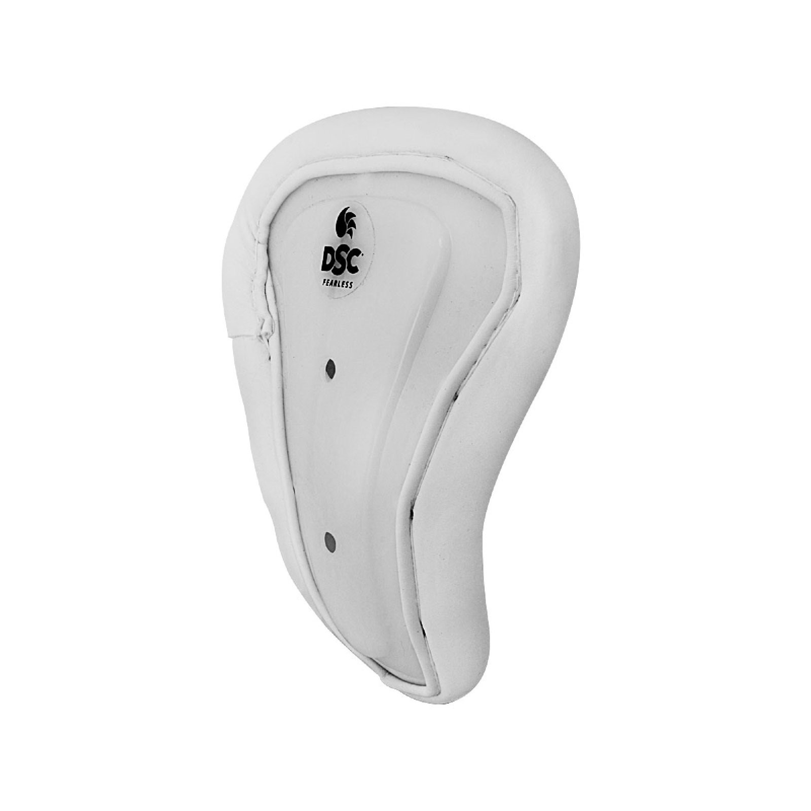 DSC Attitude Womens Abdominal Guard (2023) in white, angled front view showing padded rim and DSC logo.
