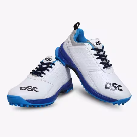 DSC Jaffa 22 Junior Rubber Cricket Shoes - White/Navy (2024) - DSC Jaffa 22 Junior Rubber Cricket Shoes - White/Navy (2024) - DS