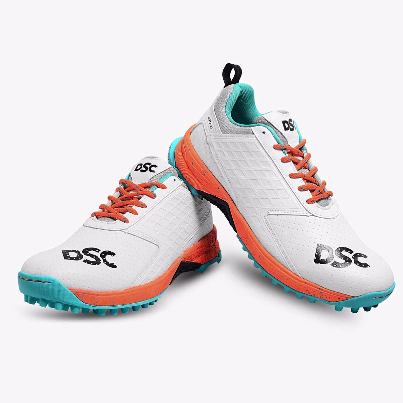 DSC Jaffa 22 Rubber Cricket Shoes - White/Orange (2023) - DSC Jaffa 22 Rubber Cricket Shoes - White/Orange (2023) - DSC Jaffa 22 Rubber Cricket Shoes - White/Orange (2023) - DSC Jaffa 22