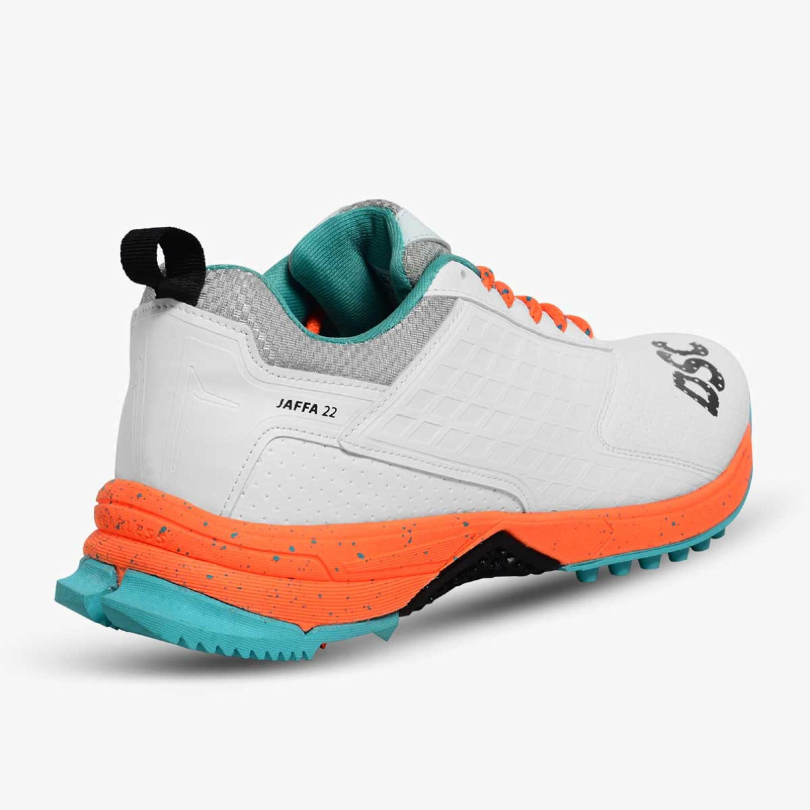 DSC Jaffa 22 Junior Rubber Cricket Shoes - White/Orange (2023) - DSC Jaffa 22 Junior Rubber Cricket Shoes - White/Orange (2023) 