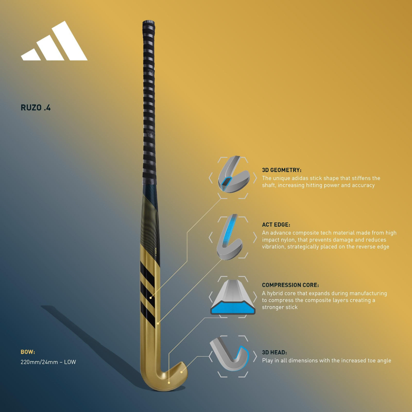 Adidas Ruzo .4 Hockey Stick (2023/24) - View 2 of 8