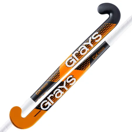 Grays GX3000 Ultrabow Junior Hockey Stick - Black/Orange (2023/24) - Grays GX3000 Ultrabow Junior Hockey Stick - Black/Orange (2