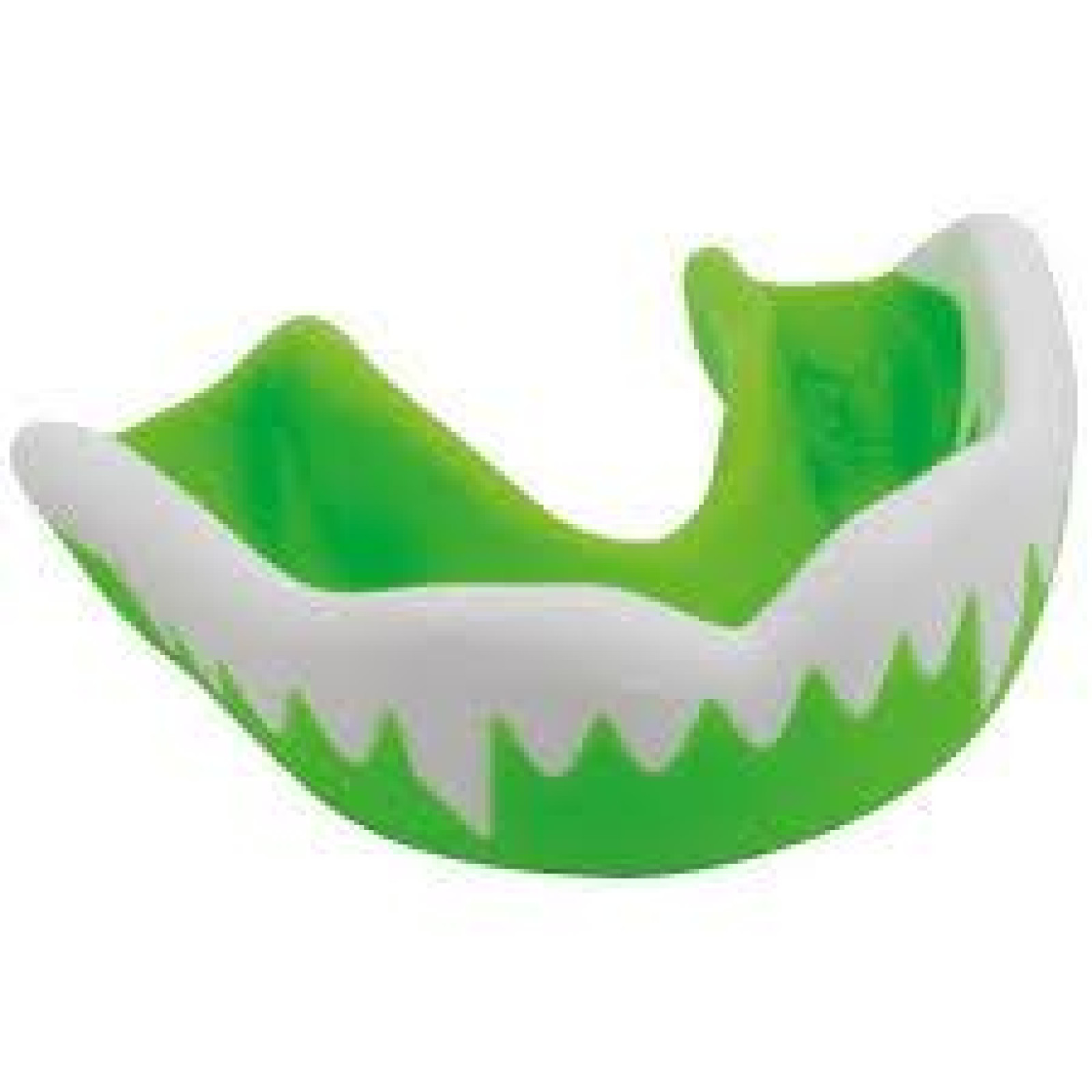 Gilbert Viper Mundschutz - Grün/Weiß (2023/24) - Gilbert Viper Mouthguard in green with a white jagged fang pattern, shown from a front three-quarter angle