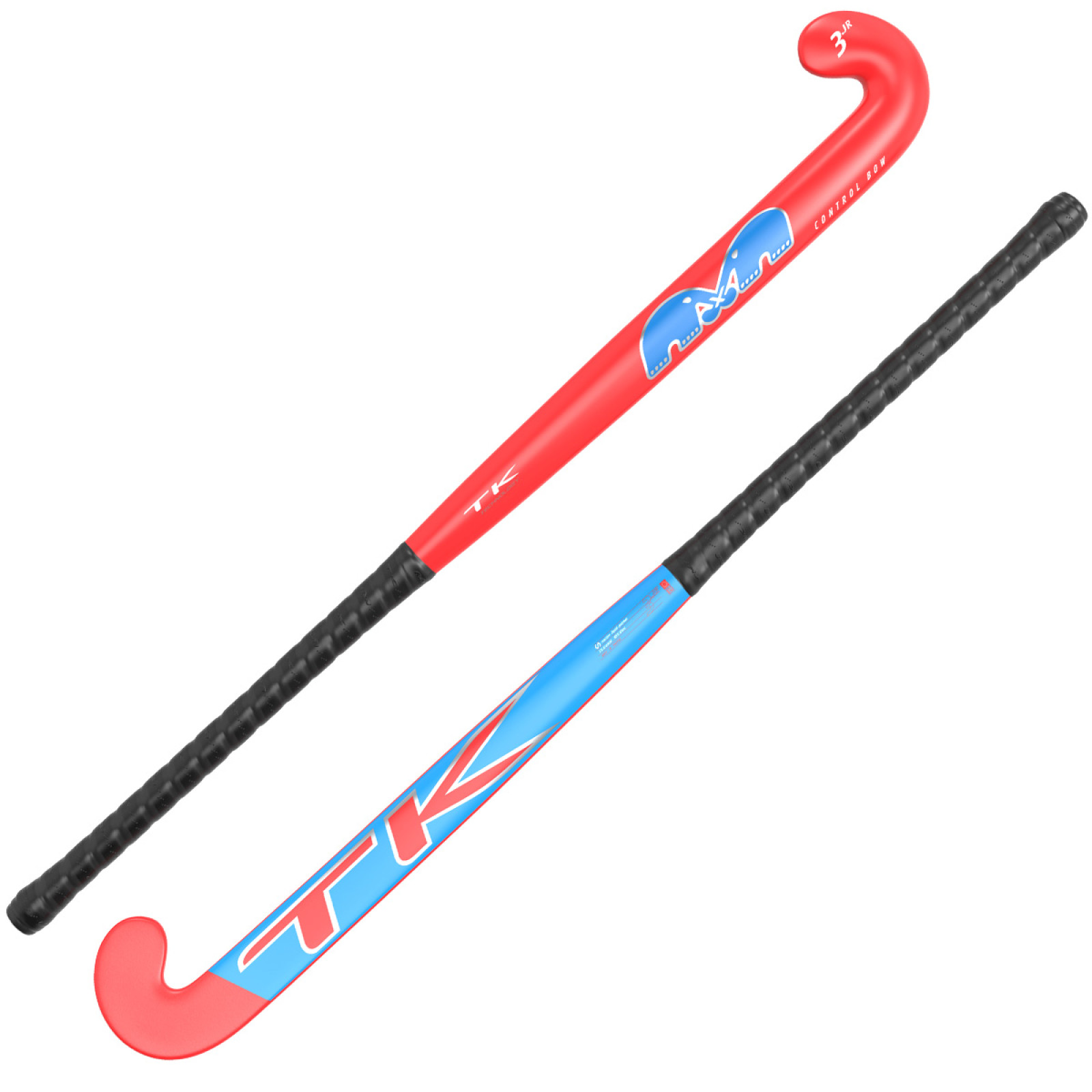 TK 3 Junior Control Bow Hockey Stick - Red/Blue (2023/24) - TK 3 Junior Control Bow Hockey Stick - Red/Blue (2023/24) - Side View