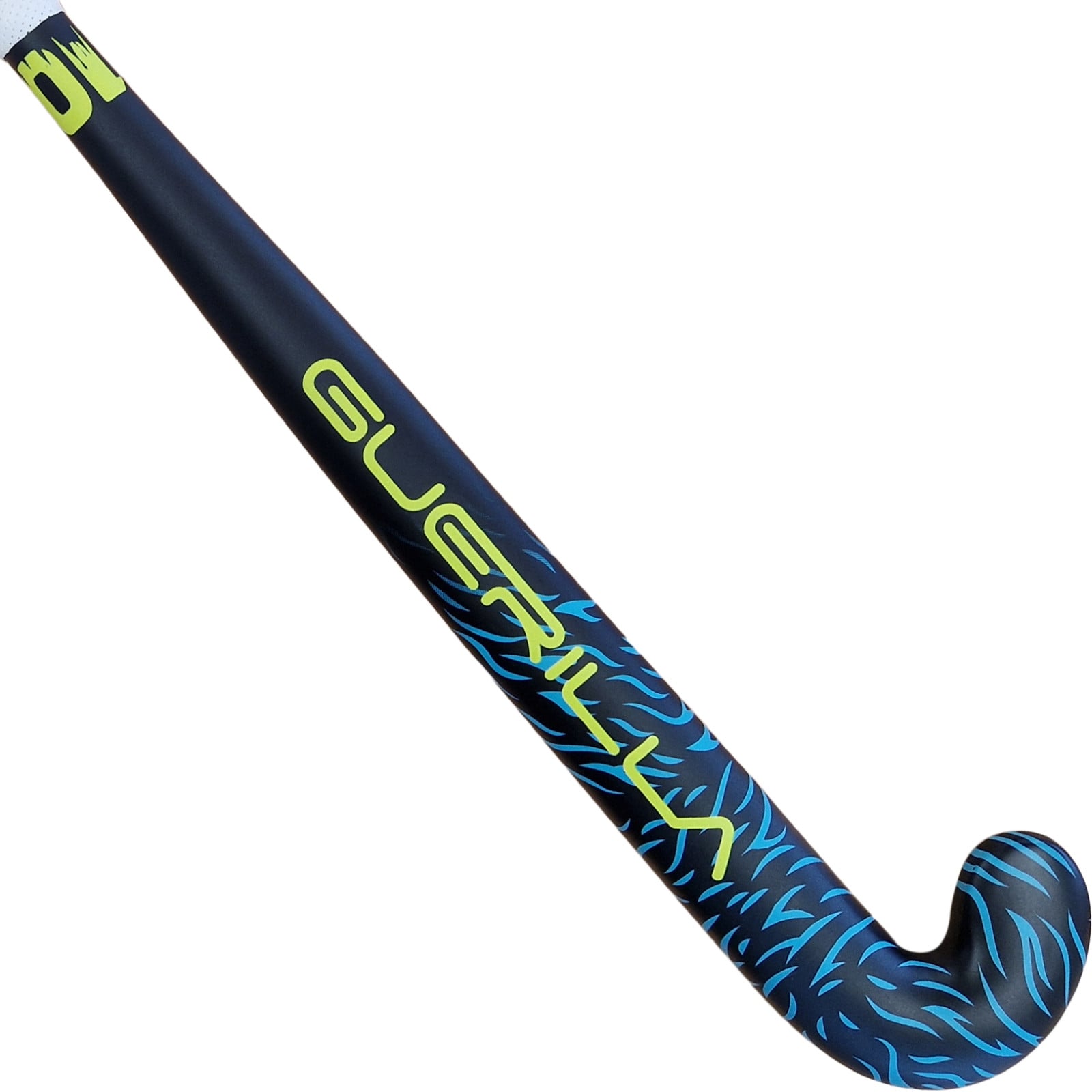 Palo de hockey Guerilla Silverback C10 de curvatura baja - Negro/Cian (2023/24) - Palo de hockey Guerilla Silverback C10 de curv