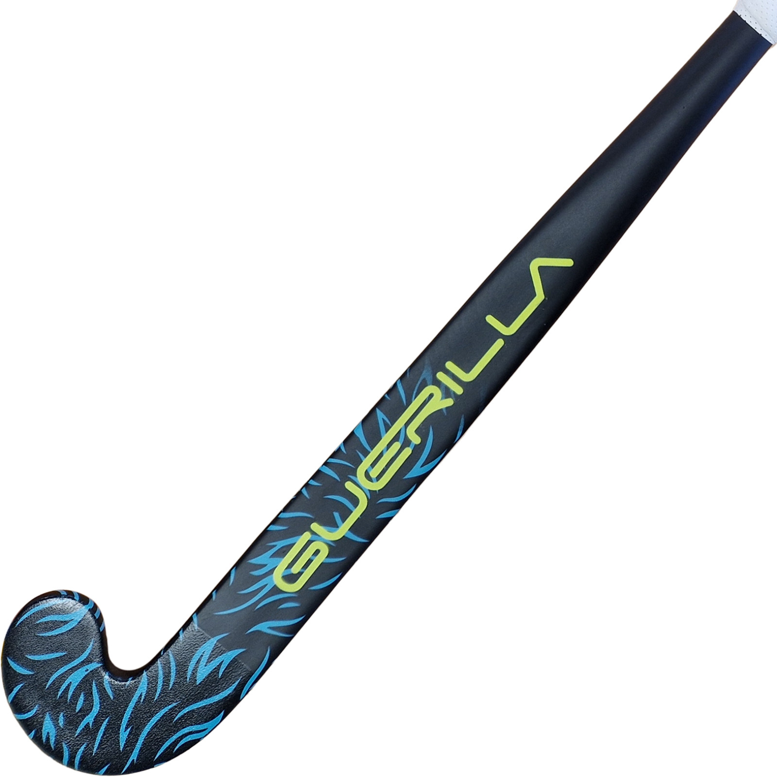 Palo de hockey Guerilla Silverback C10 de curvatura baja - Negro/Cian (2023/24) - Palo de hockey Guerilla Silverback C10 de curv