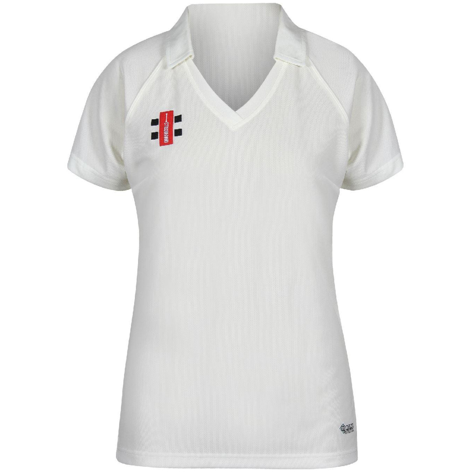 Gray-Nicolls Matrix Ladies Short Sleeve Cricket Shirt - Camicia da cricket a manica corta da donna Nicolls Matrix grigia  - Abbigliamento da cricket