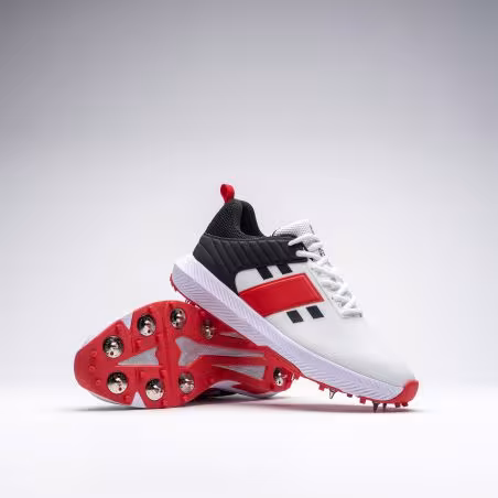 Gray-Nicolls Players 3.0 Spike Cricket Shoes - White/Black/Red (2024) - Gray-Nicolls Players 3.0 Spike Cricket Shoes - White/Bla