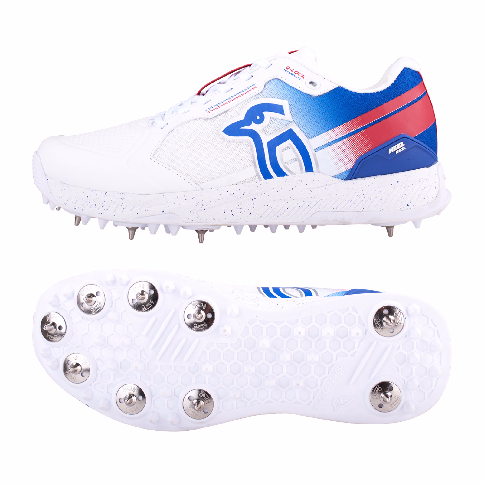 Kookaburra KC 1.0 Spike Cricket Shoes - White/Blue/Red (2026) - Kookaburra KC 1.0 Spike Cricket Shoes - White/Blue/Red (2026) - Kookaburra KC 1.0 Spike Cricket Shoes - White/Blue/Red (2026) - 