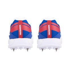 Kookaburra KC 1.0 Spike Cricket Shoes - White/Blue/Red (2024) - Close-up