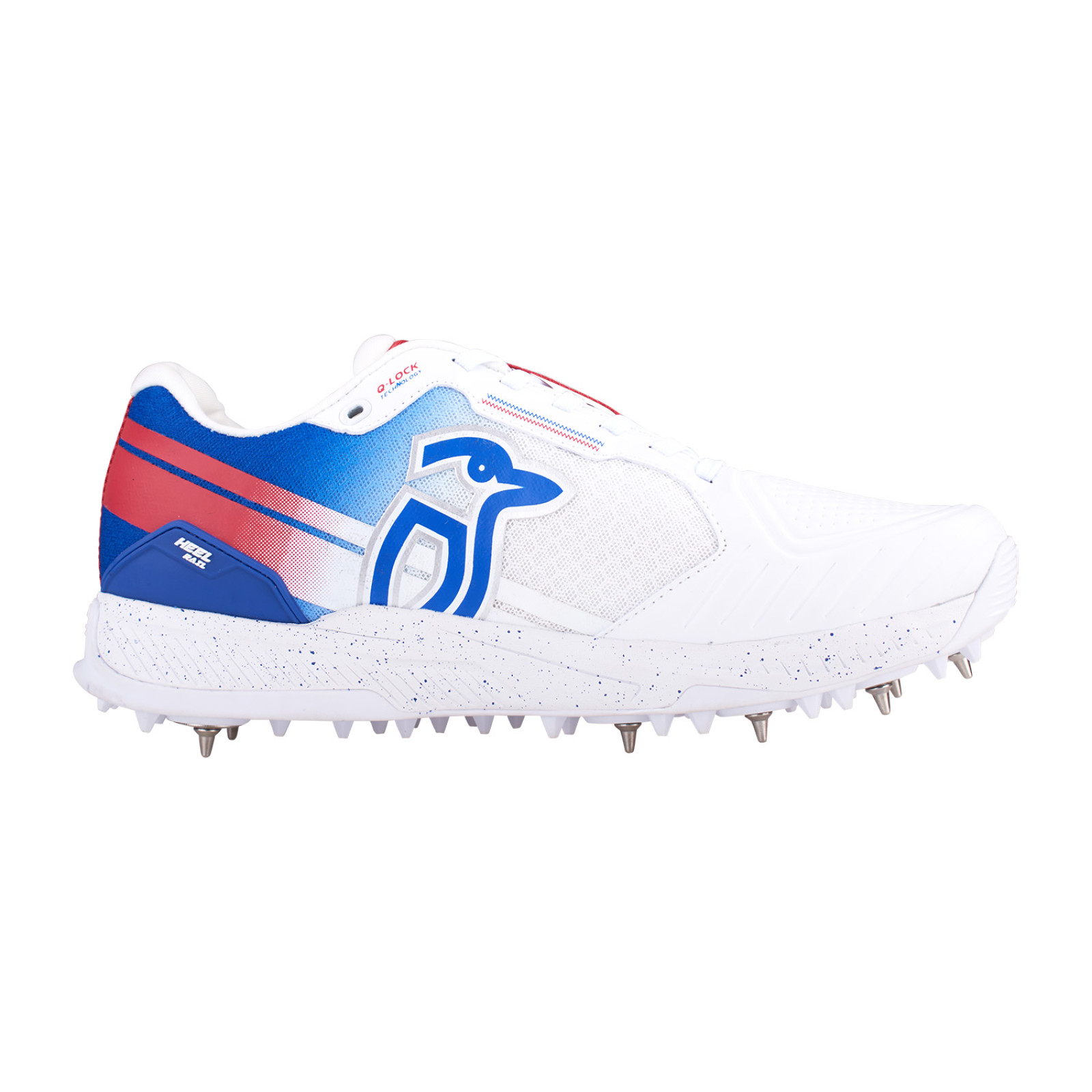 Kookaburra KC 1.0 Spike Cricket Shoes - White/Blue/Red (2024) - Kookaburra KC 1.0 Spike Cricket Shoes - White/Blue/Red (2024) - Alternate Angle