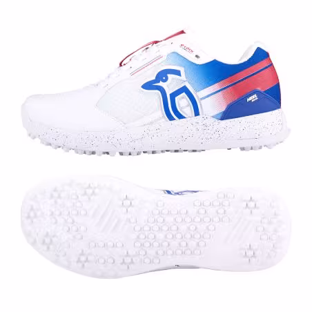 Kookaburra KC 1.0 Rubber Cricket Shoes - White/Blue/Red (2026) - Kookaburra KC 1.0 Rubber Cricket Shoes - White/Blue/Red (2026)