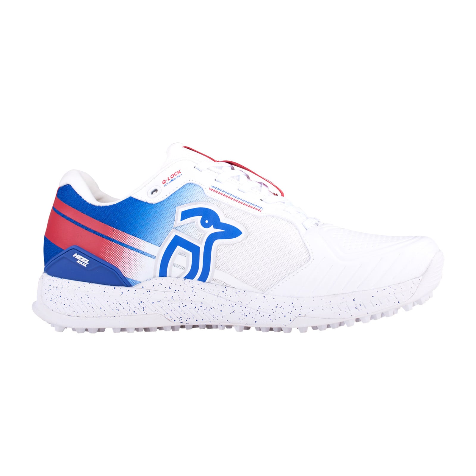 Kookaburra KC 1.0 Rubber Cricket Shoes - White/Blue/Red (2024) - Detail