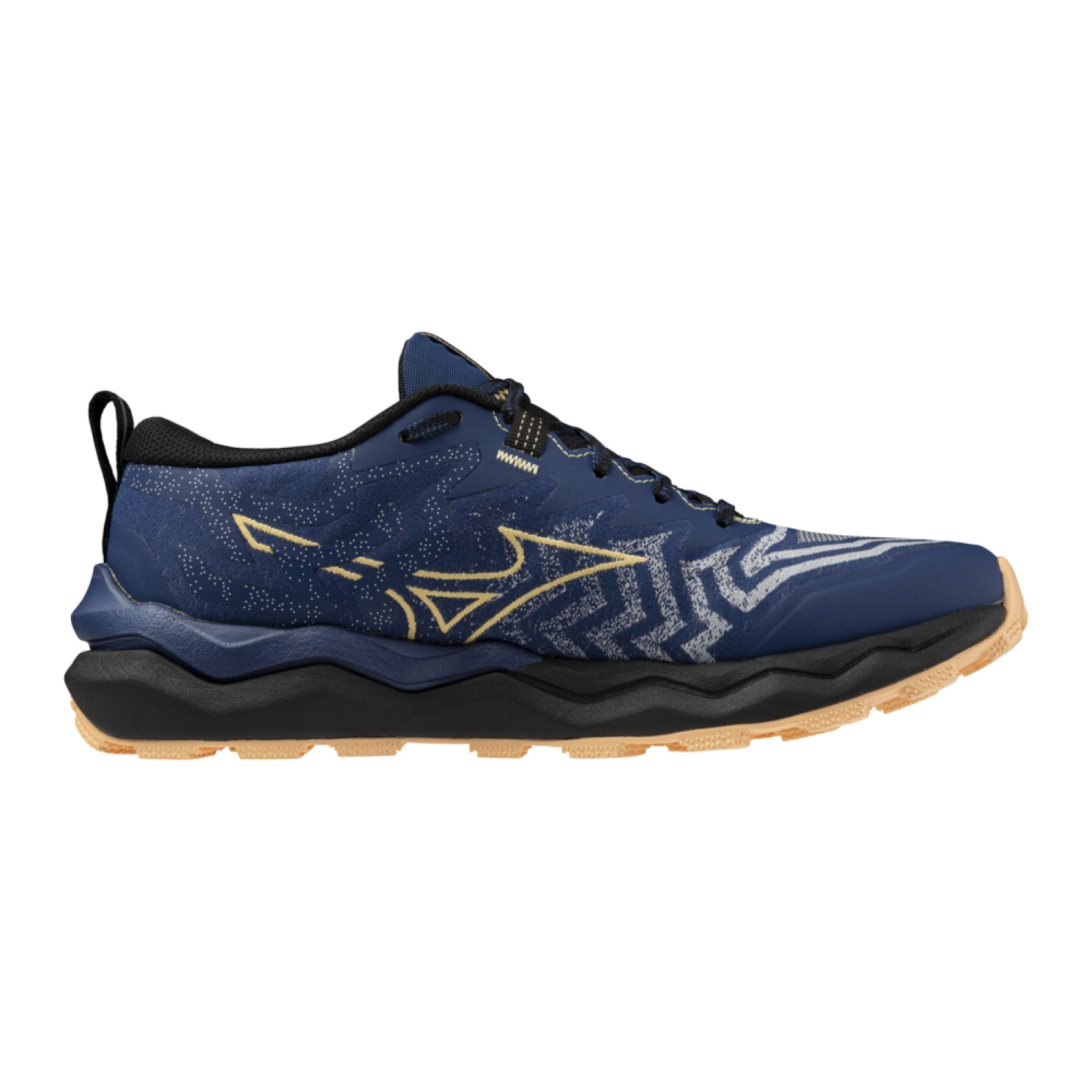 Zapatillas de hockey Mizuno Wave Daichi 8 para mujer - Azul/Albaricoque/Negro (2024/25) - Zapatillas de hockey Mizuno Wave Daichi 8 para mujer - Azul/Albaricoque/Negro (2024/25) - Back View