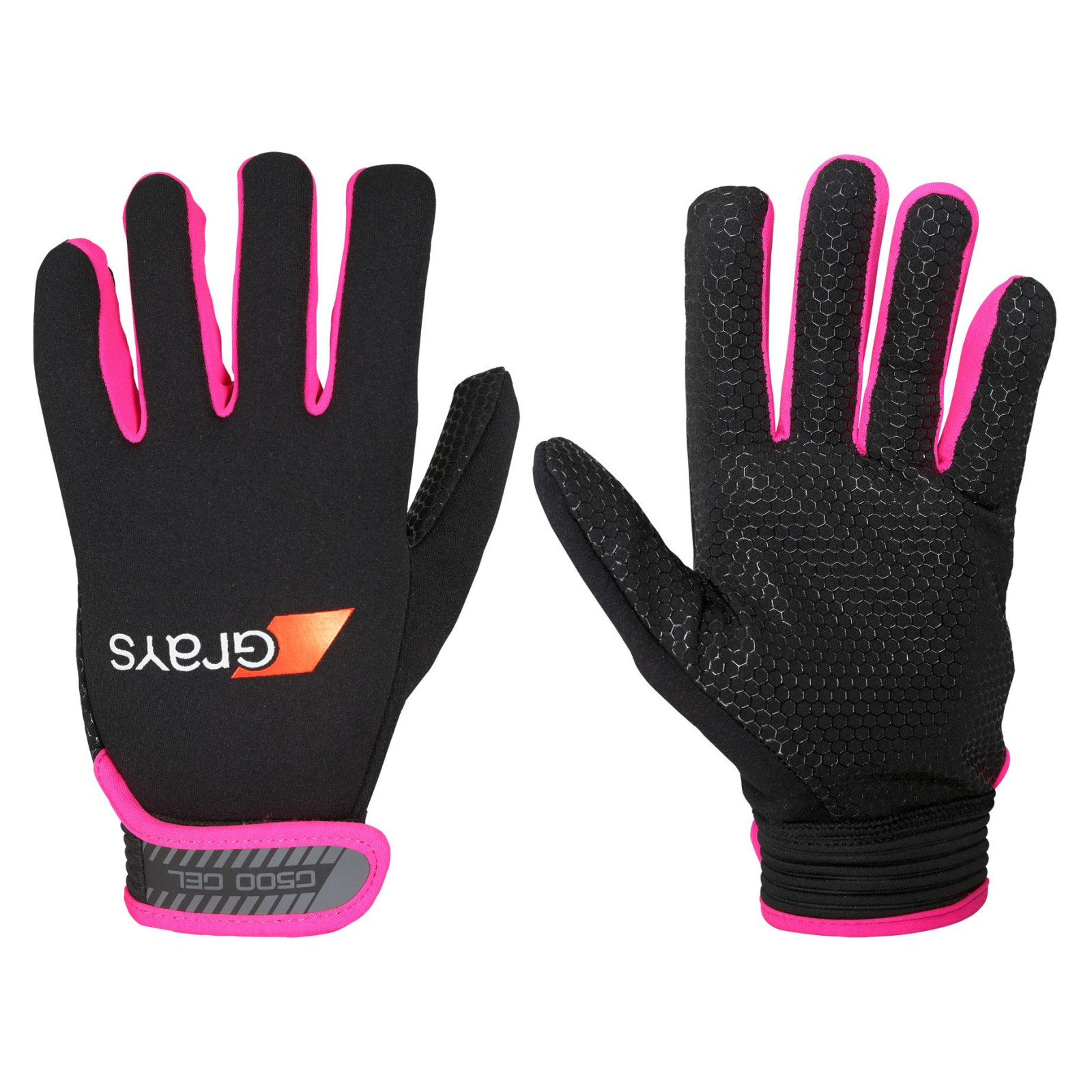 Grays G500 Gel Hockey Gloves - Black/Fluo Pink (2024/25) - Grays G500 Gel Hockey Gloves - Black/Fluo Pink (2019/20) -