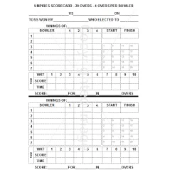 20 Over Cricket Umpires Match Cards (pack of 25)