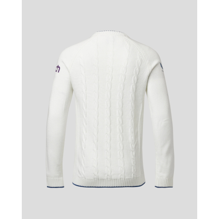 England Cricket Mens Long Sleeve Knitted Sweatshirt - White (2023/24)