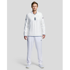 England Cricket Mens Long Sleeve Knitted Sweatshirt - White (2023/24) - Back View