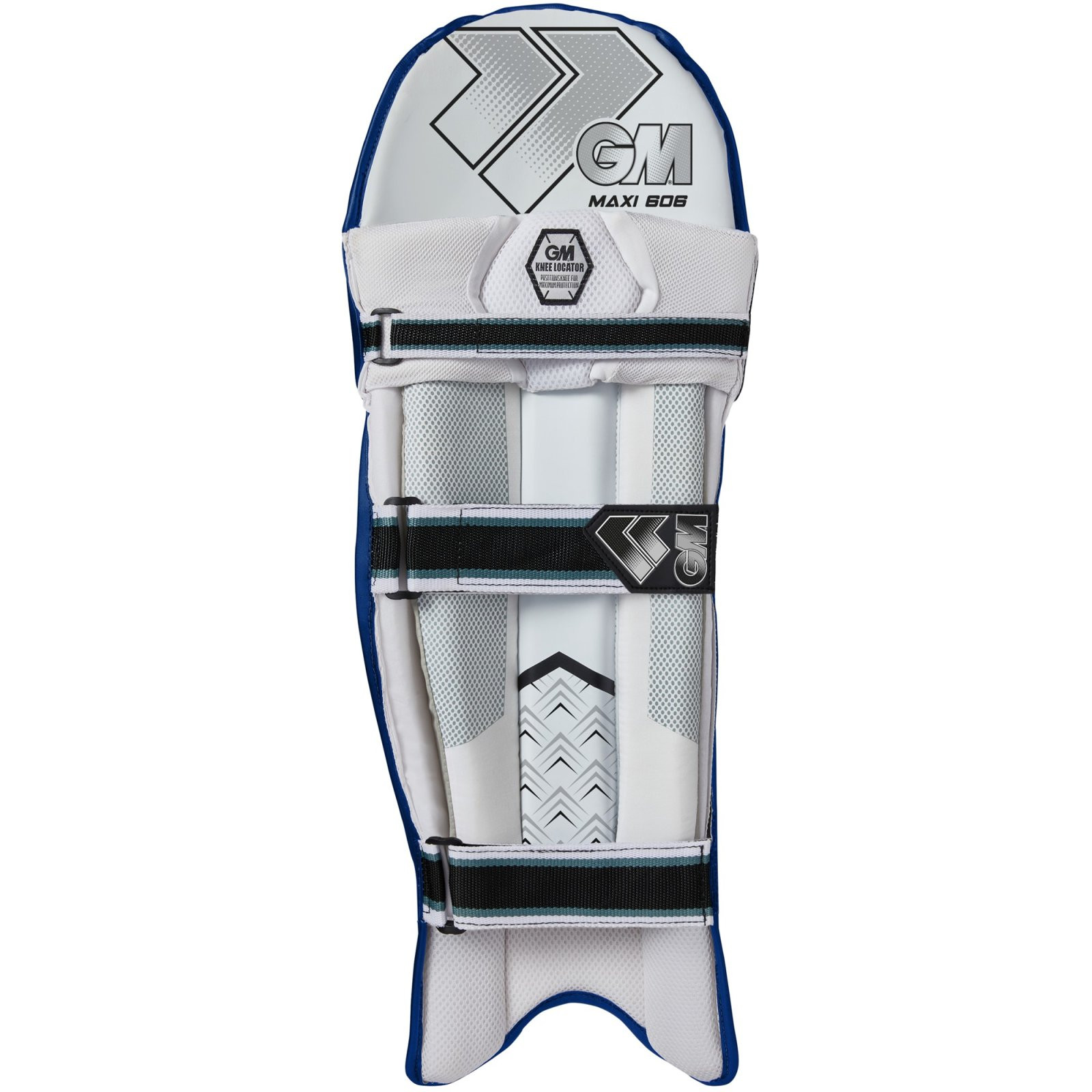 GM Maxi 606 - Navy Cricket Pads 2025) - Side View