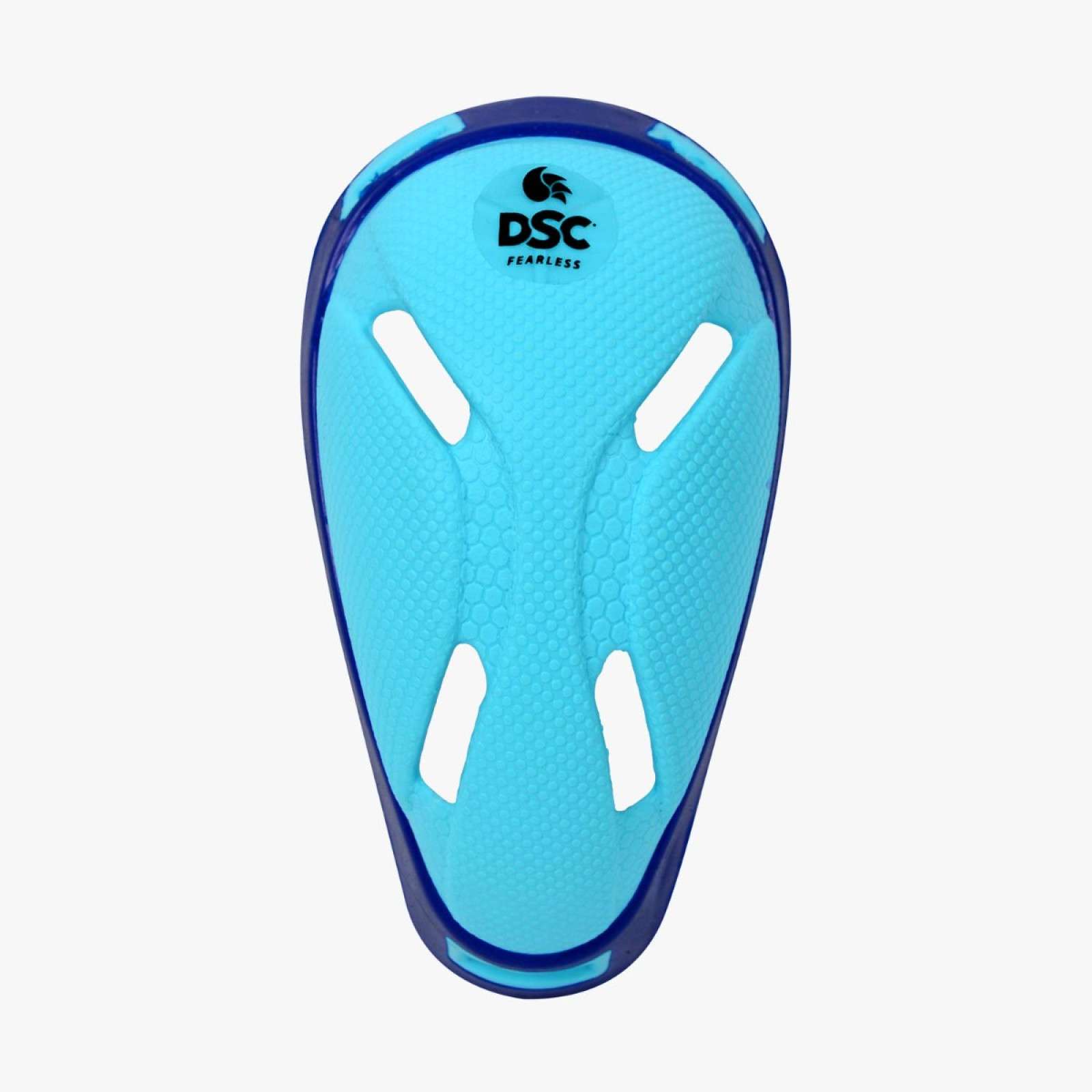 DSC Armor Abdo Guard - Blue (2025) - DSC Armor Abdo Guard in blue, front view of textured shell with navy rim, vent slots and DSC Fearless logo