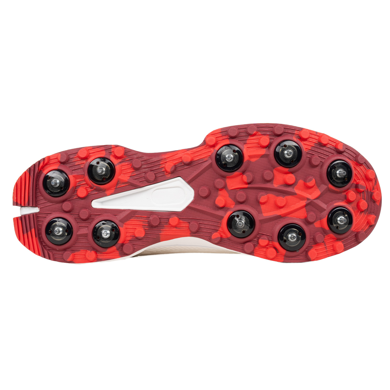 Newbery 360 Junior Spike Cricket Shoes - White/Red (2025) - Newbery 360 Junior Spike Cricket Shoes - White/Red (2025) - Side View