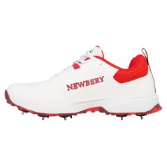 Newbery 360 Junior Spike Cricket Shoes - White/Red (2025) - Detail