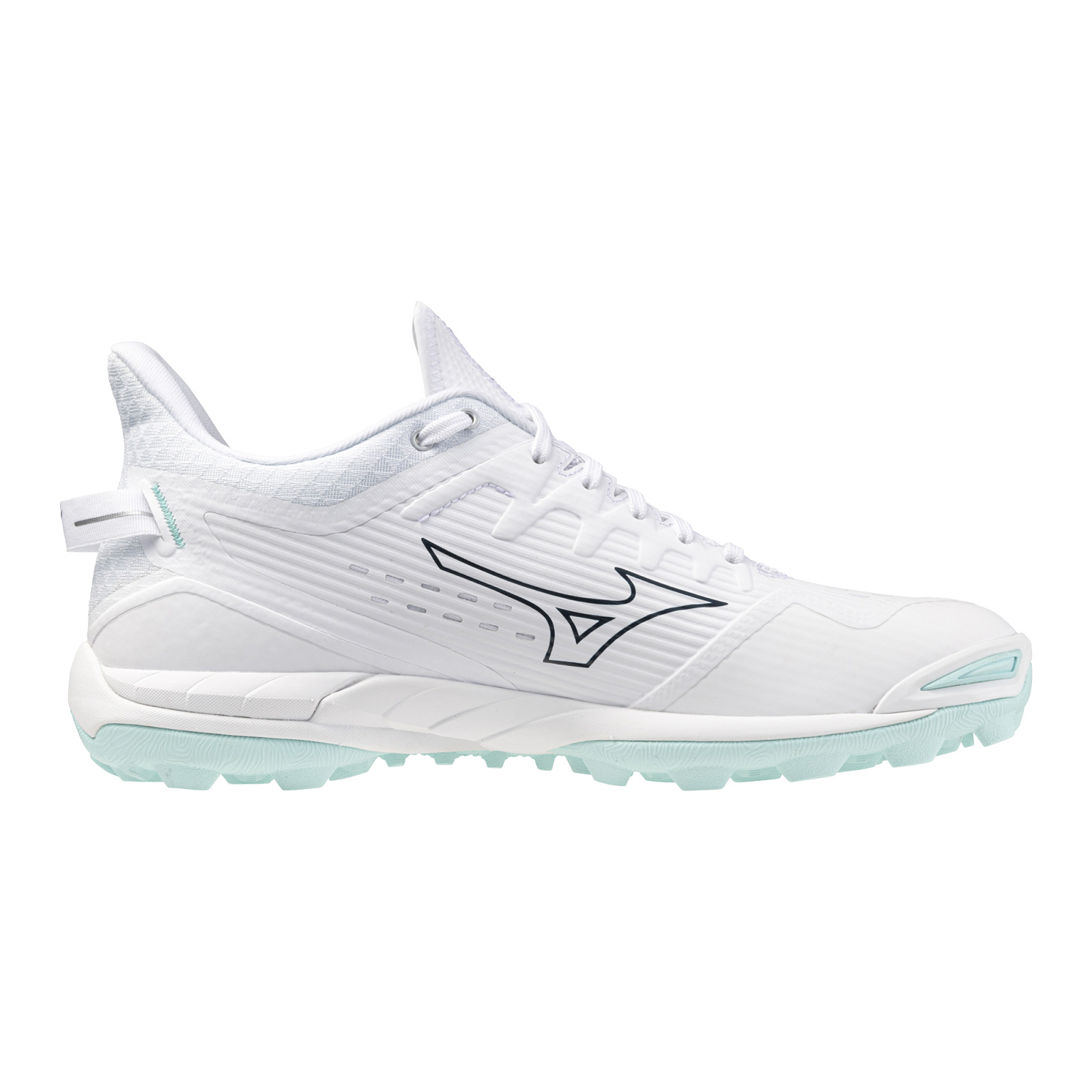 Mizuno Wave Leopardus Hockey Shoes - White/Blue (2025/26) - Side View