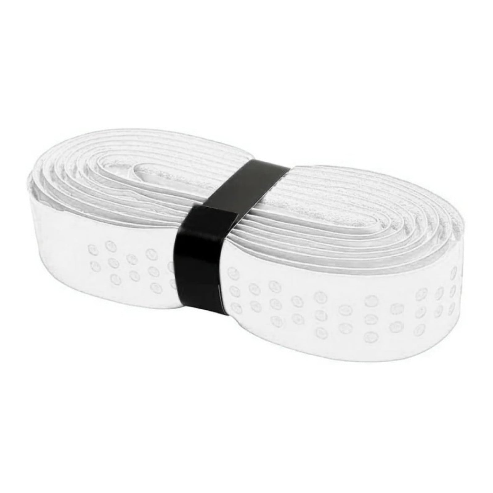 Naked Feel Cushion Grip - White (2025/26) - Naked Feel Cushion Grip in white, coiled roll with dotted pattern held by a black band, on a white background.