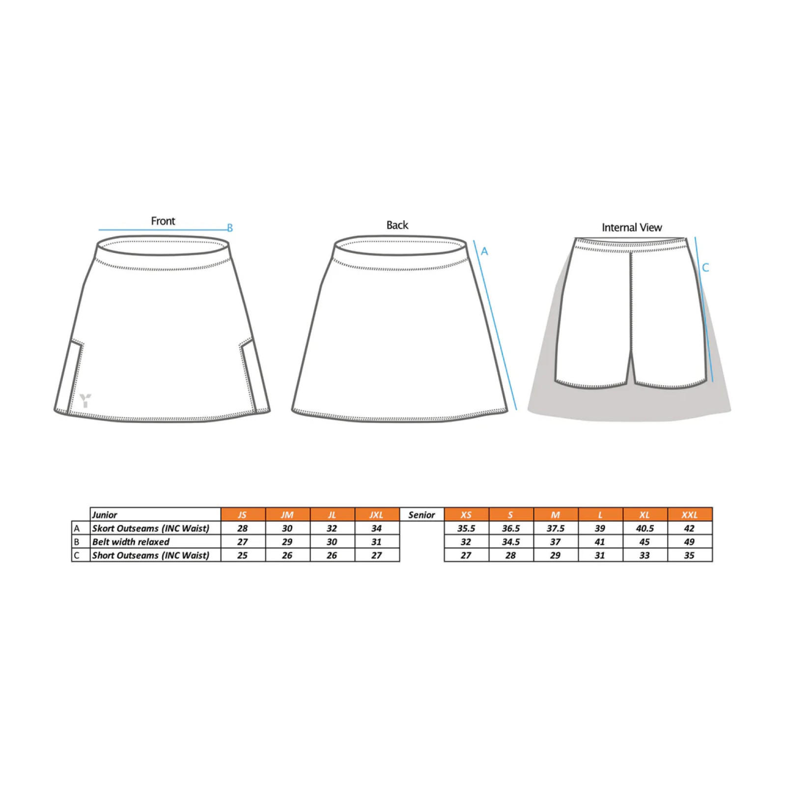 Y1 Junior Hockey Skort - Black (2025/26) - Gonne da hockey