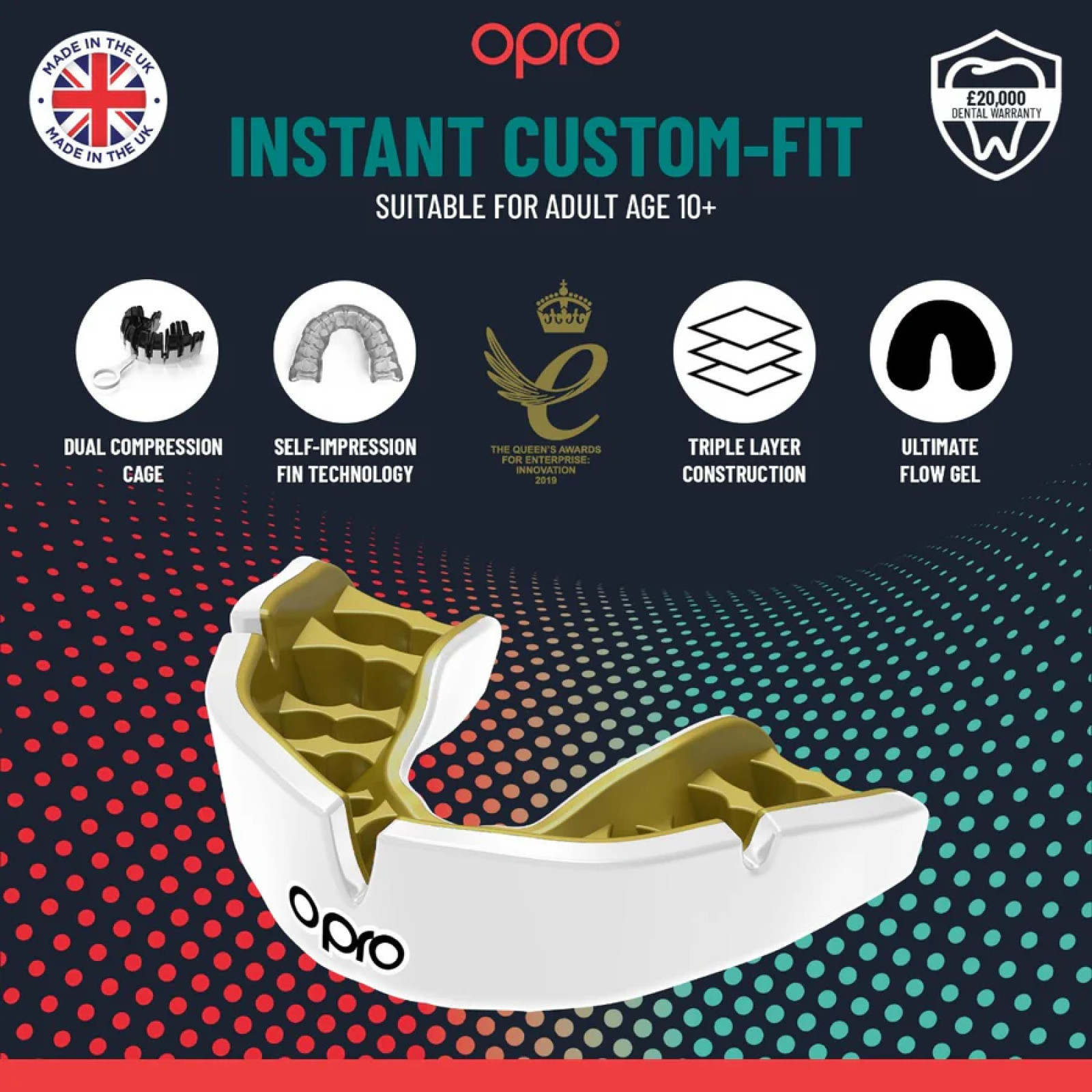 Opro Instant Custom-Fit Mouthguard - Clear - Protectores