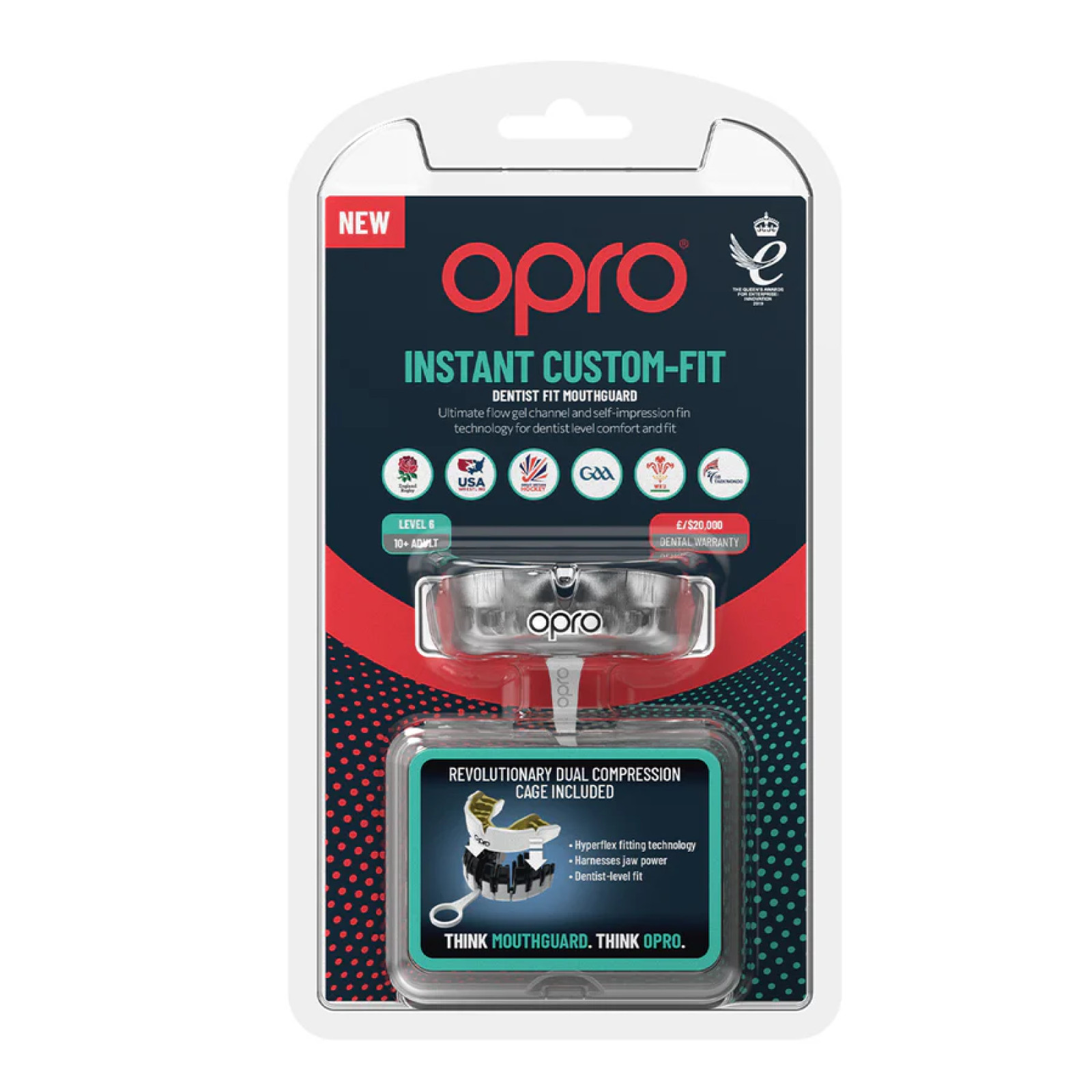Opro Instant Custom-Fit Mouthguard - Clear - Protectores