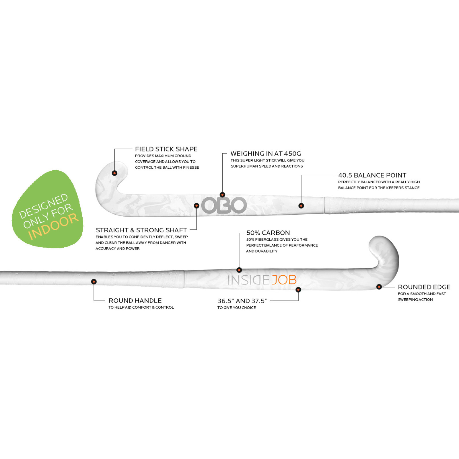 OBO InsideJob Indoor Goalie Stick - Palos de portero