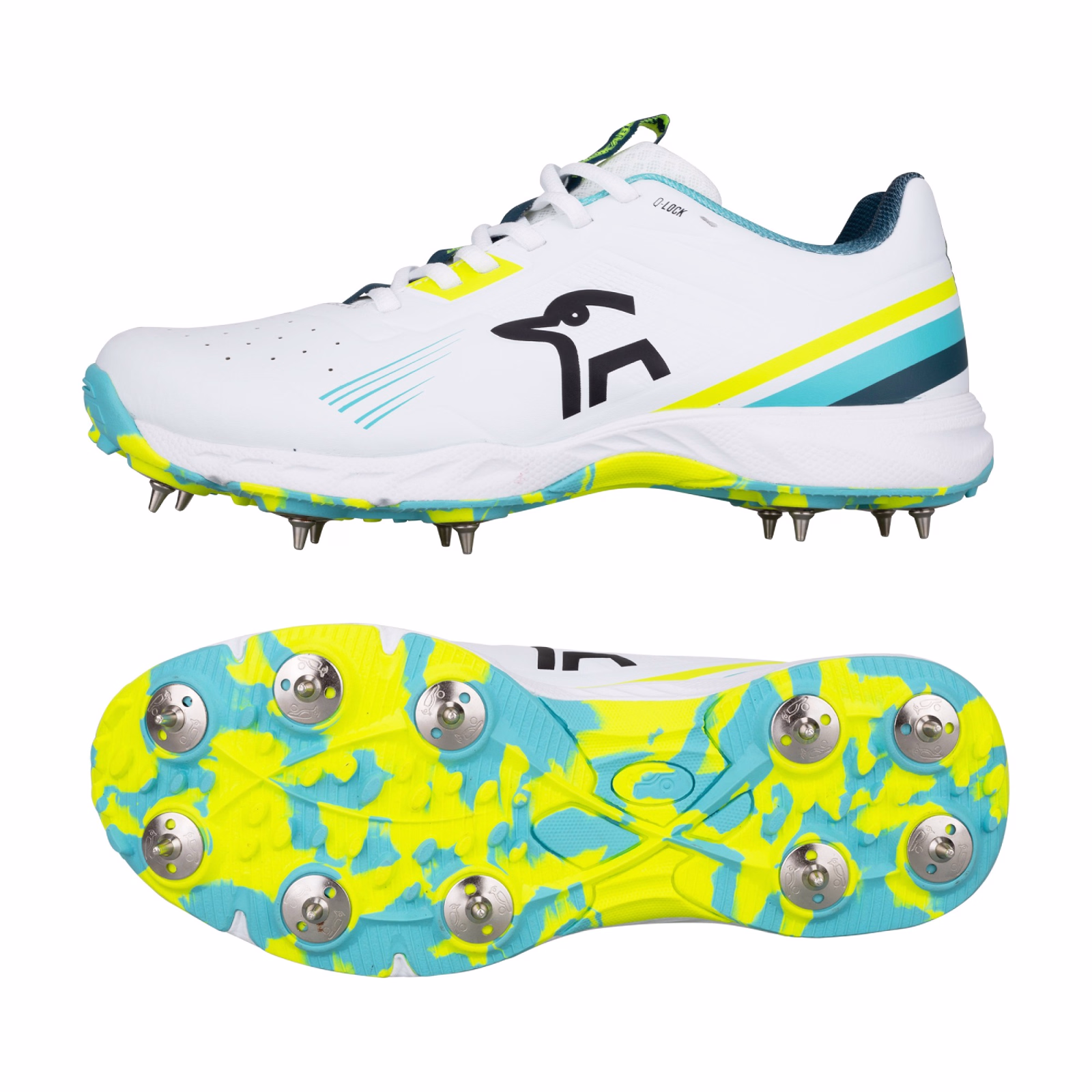 Kookaburra KC 3.0 Spike Junior Cricket Shoes - Aqua/Yellow -